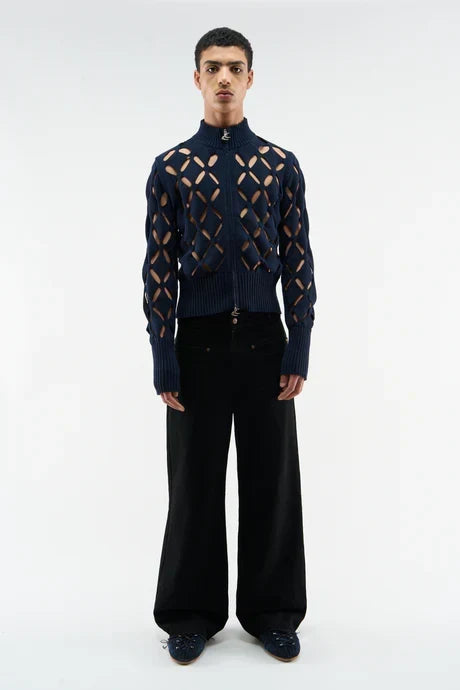 Scuffers Cambodia Holes Navy Zipper Knit