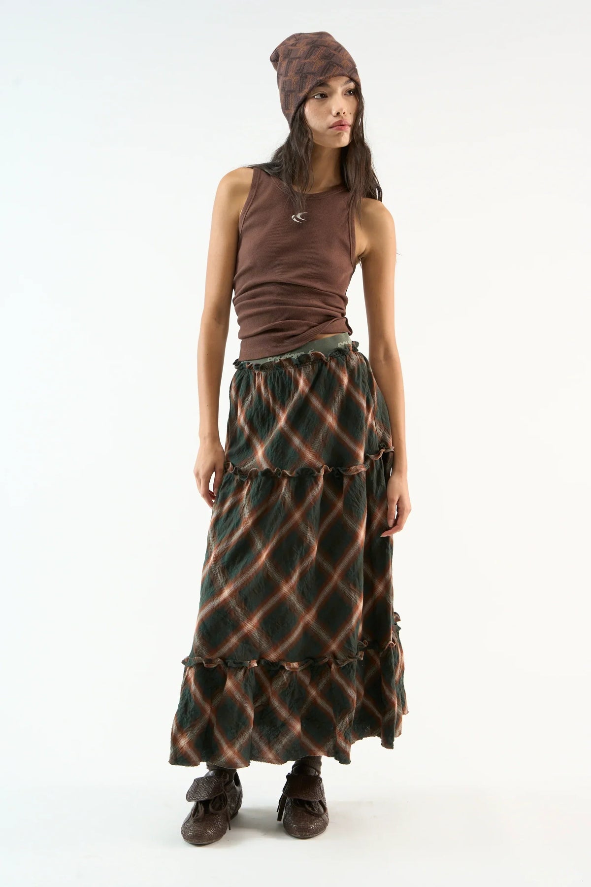 Scuffers Tartan Midi Skirt