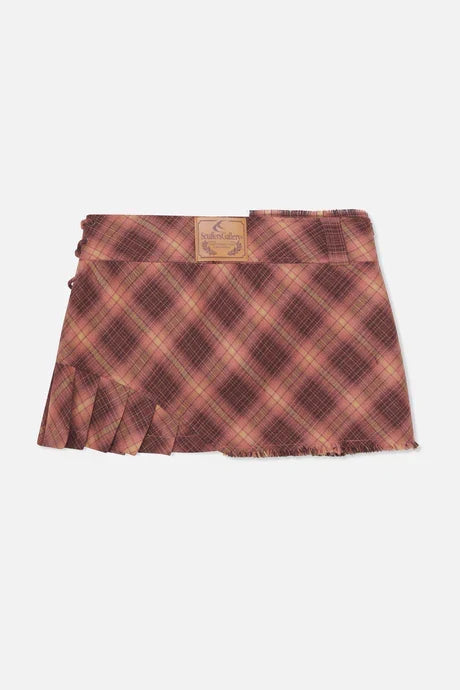 Scuffers Pleat Burgundy Checkered Skirt